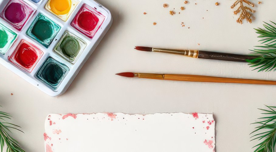 Christmas tree made with art supplies